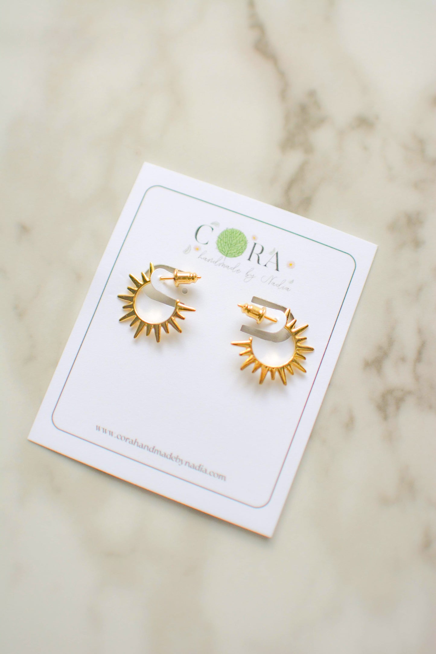 Sun Shaped Spike Hoop Earrings