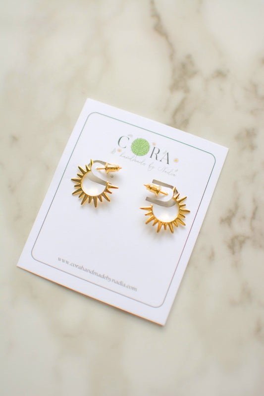 Sun Shaped Spike Hoop Earrings