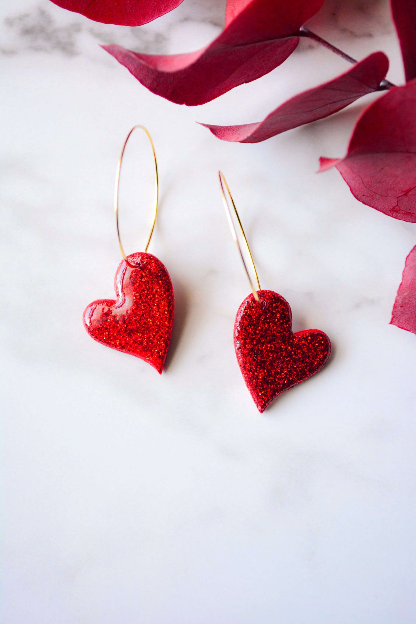 Glitter Heart Hoops