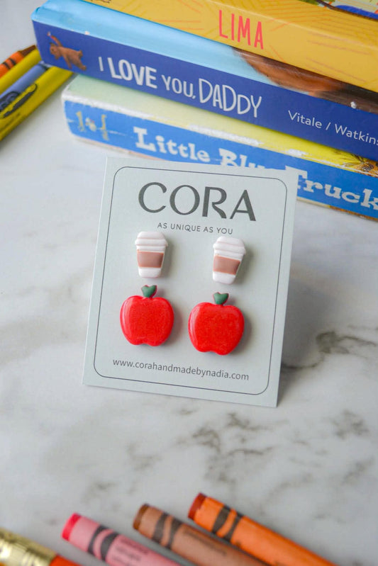 Apple & Pencil Mini Stud