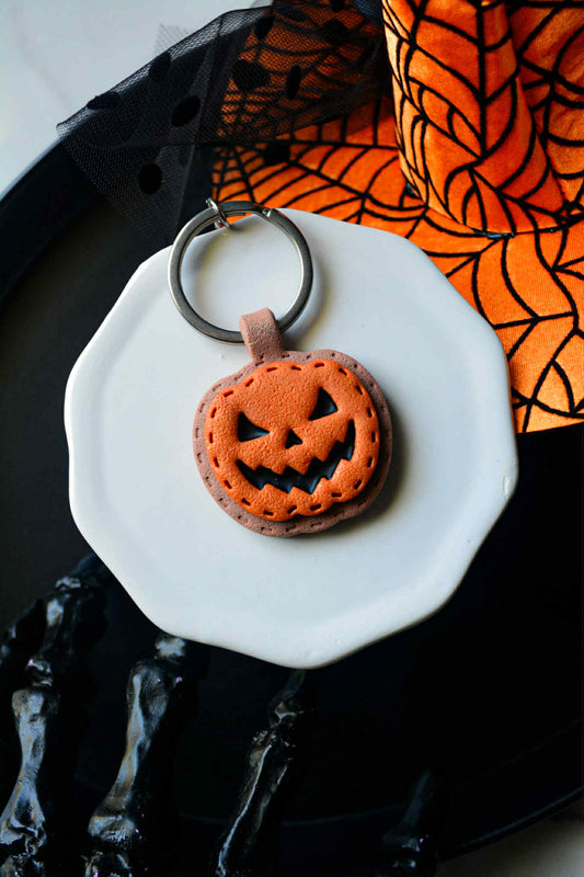 Jack-o-Lantern Clay Keychain